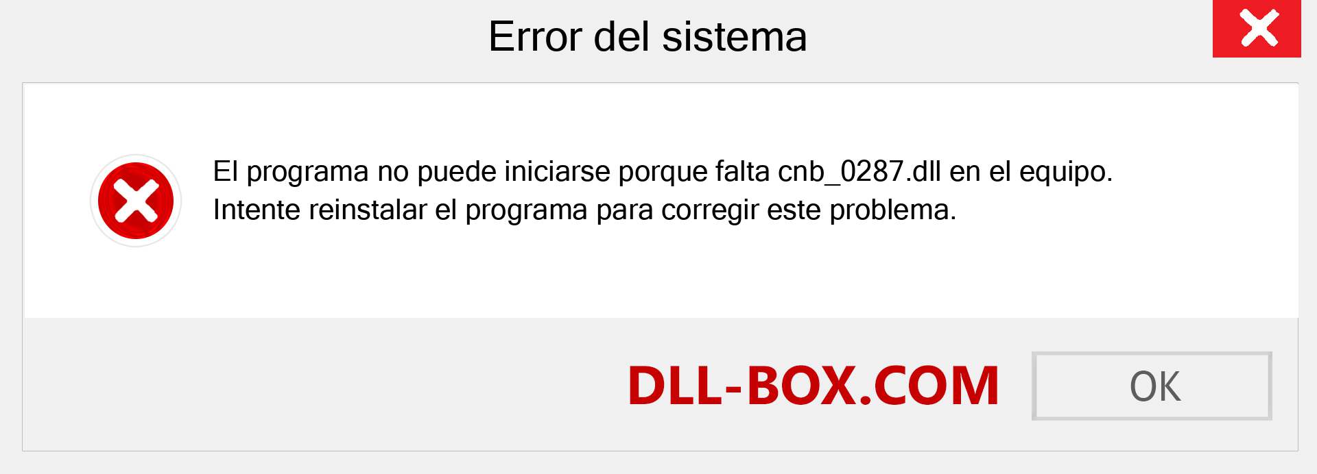 ¿Falta el archivo cnb_0287.dll ?. Descargar para Windows 7, 8, 10 - Corregir cnb_0287 dll Missing Error en Windows, fotos, imágenes